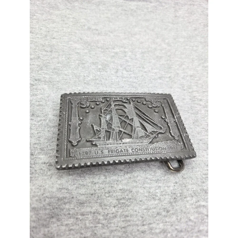 1947 US Frigate Constitution Ship Fine Pewter Nepo Belt Buckle